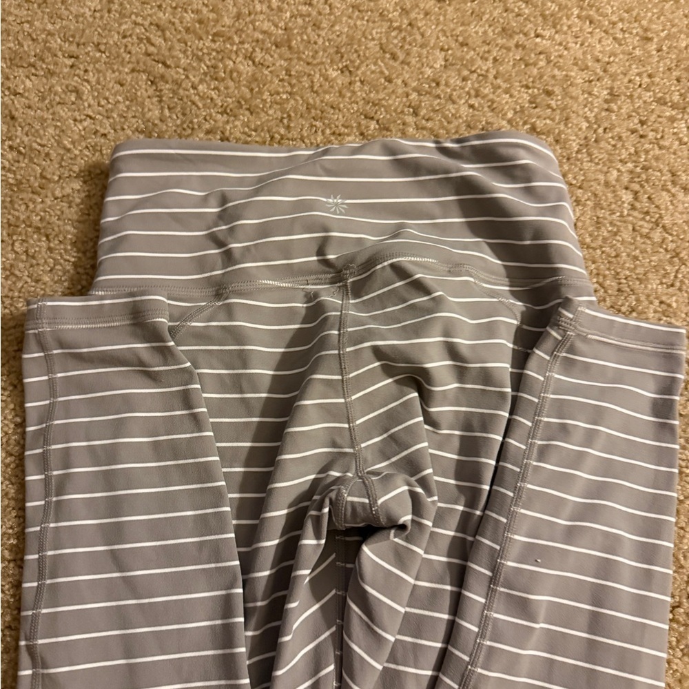 Athleta Taupe and White Striped Leggings - Picture 4 of 5